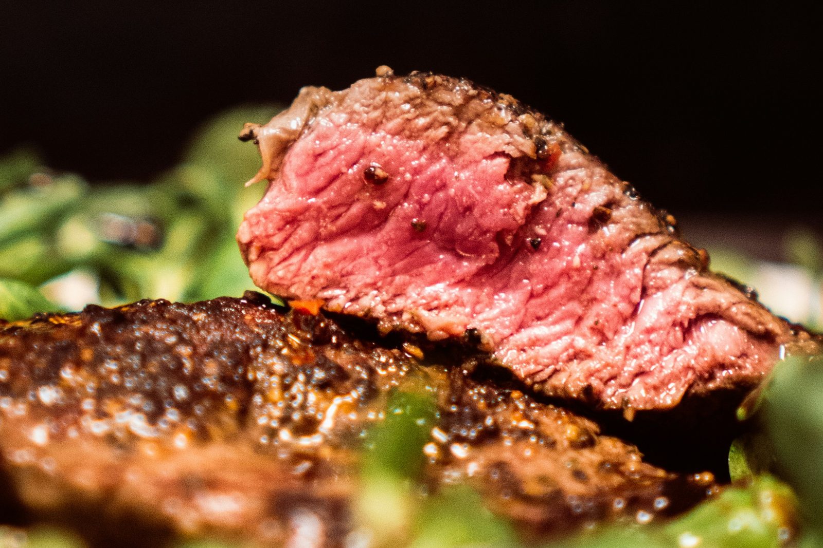 Sliced medium-rare Scottish beef
